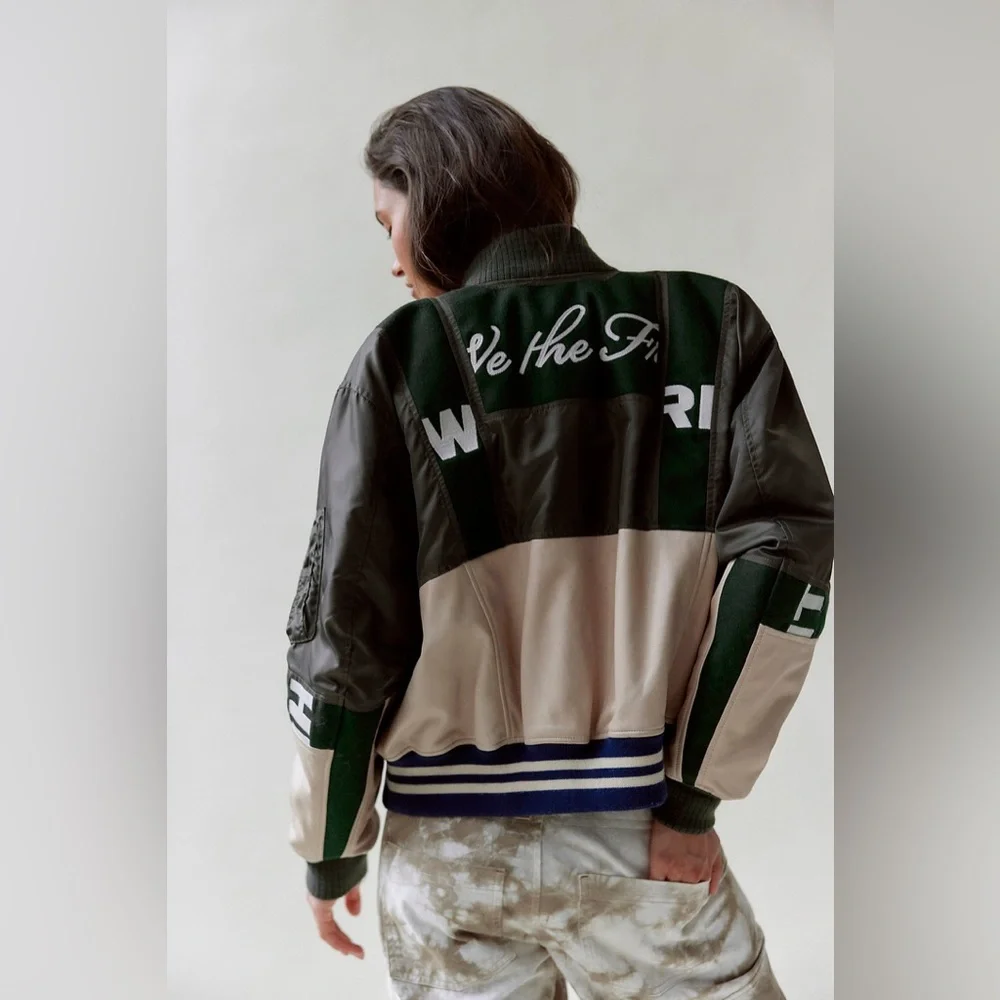 NWT Free People Triple Kick Novelty Bomber Jacket